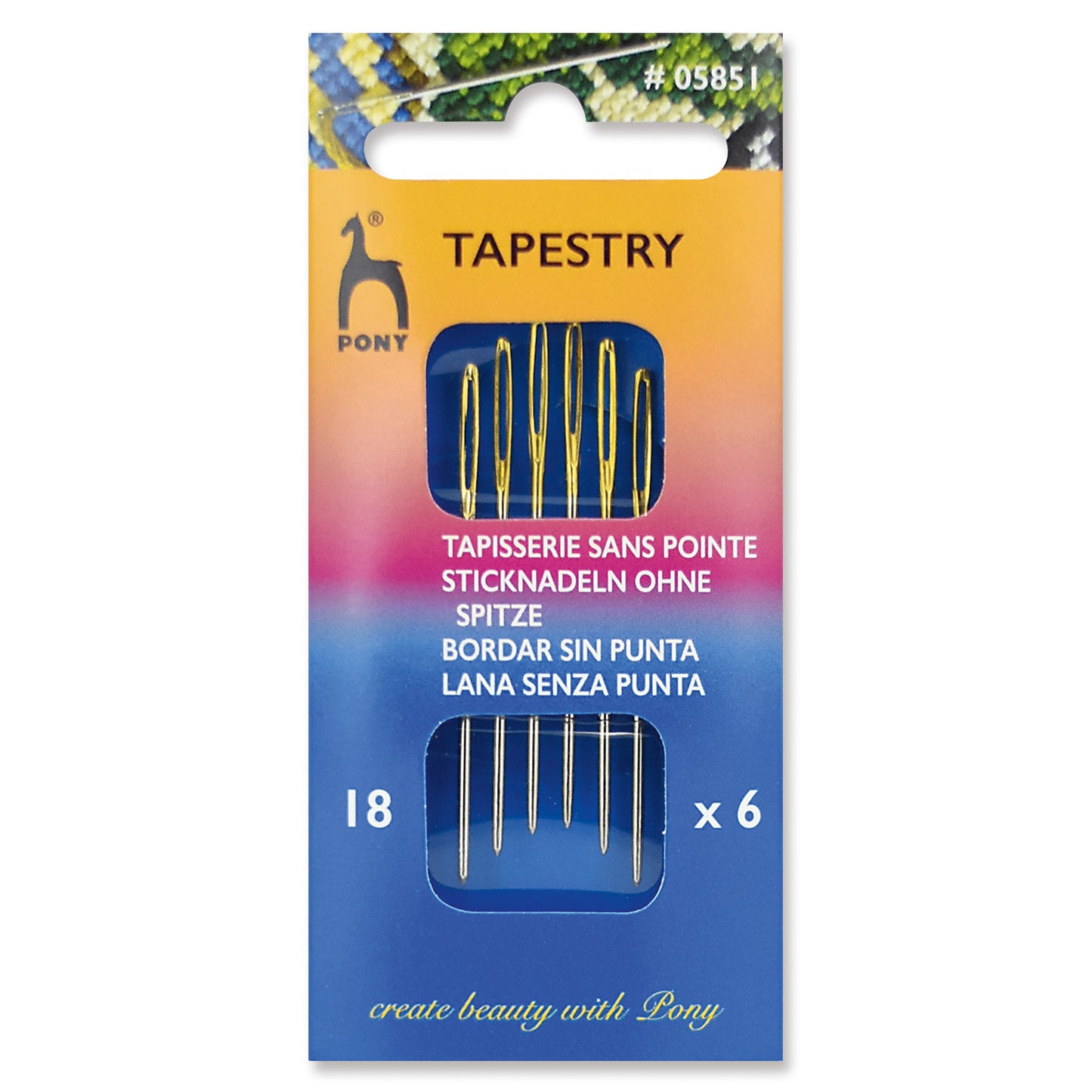 Pony Gold-Eye Tapestry needles (Size 18)