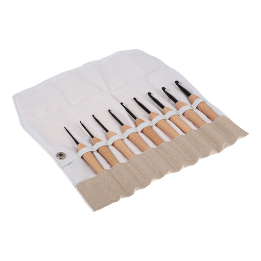 Crochet Hook Set Beech Wooden Handle Milward 2.00mm-6.00mm