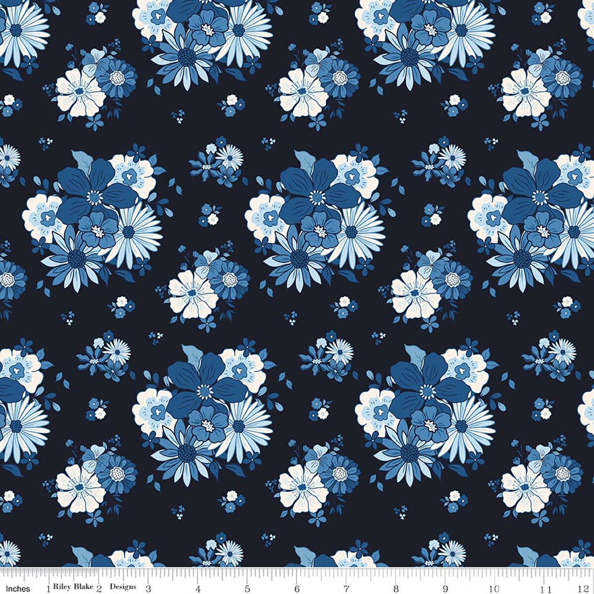 Blue Blooms and Threads by the Tattooed Quilter