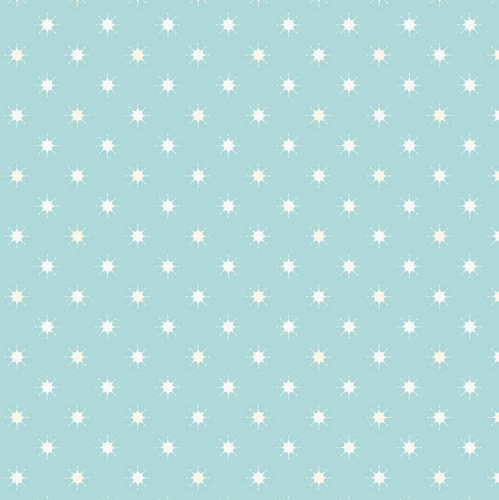 Pattern of white stars on a light blue background