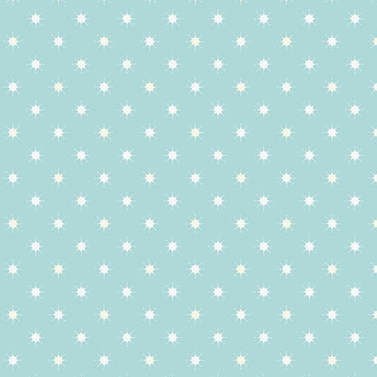 Pattern of white stars on a light blue background