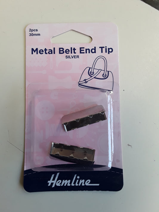 Metal belt end tip silver colour