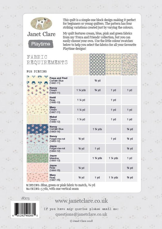 Janet Clare's 'Playtime' Quilt Pattern